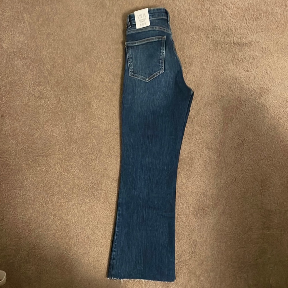 Zara mid rise cropped flare jeans
